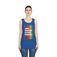 LOVES COMPANY BECAUSE HARMONY Unisex Heavy Cotton Tank Top