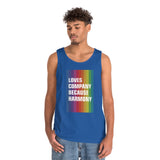 LOVES COMPANY BECAUSE HARMONY Unisex Heavy Cotton Tank Top