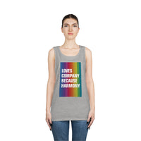 LOVES COMPANY BECAUSE HARMONY Unisex Heavy Cotton Tank Top