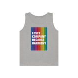 LOVES COMPANY BECAUSE HARMONY Unisex Heavy Cotton Tank Top