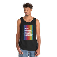 LOVES COMPANY BECAUSE HARMONY Unisex Heavy Cotton Tank Top