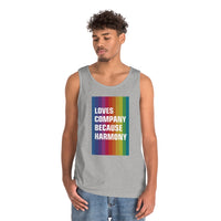 LOVES COMPANY BECAUSE HARMONY Unisex Heavy Cotton Tank Top