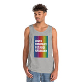 LOVES COMPANY BECAUSE HARMONY Unisex Heavy Cotton Tank Top