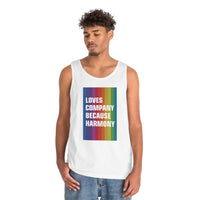 LOVES COMPANY BECAUSE HARMONY Unisex Heavy Cotton Tank Top