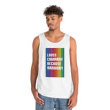 LOVES COMPANY BECAUSE HARMONY Unisex Heavy Cotton Tank Top